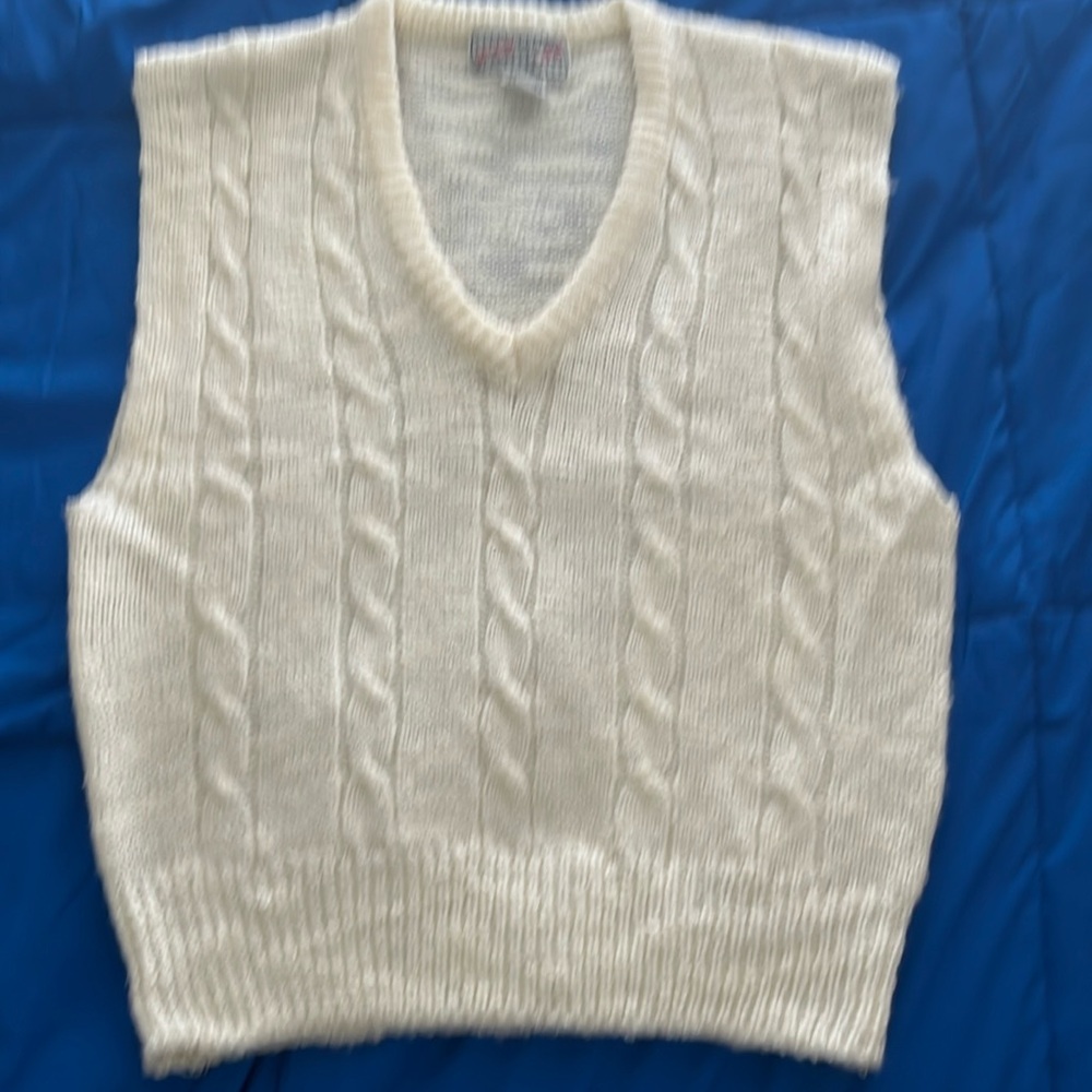 Vintage Spice of life medium white sweater v neck vest